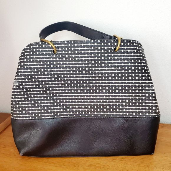 Fossil Lane Satchel Handbag Black Stripe ZB7480080 Casual Tote - Picture 3 of 11